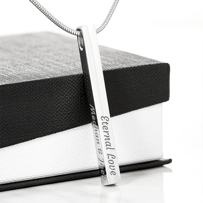 Personalized Engraved 4 Sided Vertical Bar Necklace
