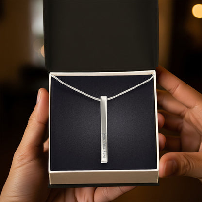 Personalized Engraved 4 Sided Vertical Bar Necklace