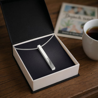 Personalized Engraved 4 Sided Vertical Bar Necklace