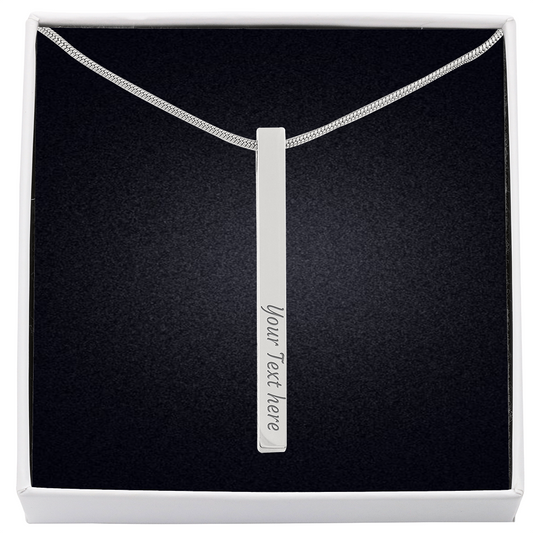 Personalized Engraved 4 Sided Vertical Bar Necklace