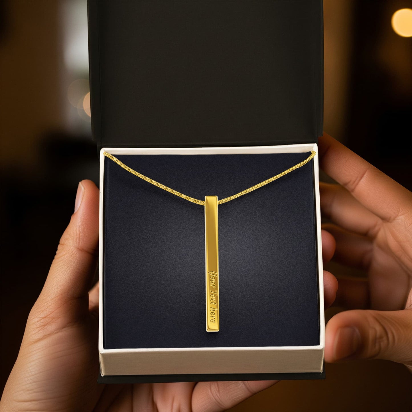 Personalized Engraved 4 Sided Vertical Bar Necklace