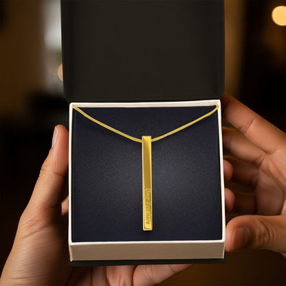 Personalized Engraved 4 Sided Vertical Bar Necklace