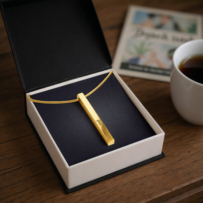 Personalized Engraved 4 Sided Vertical Bar Necklace