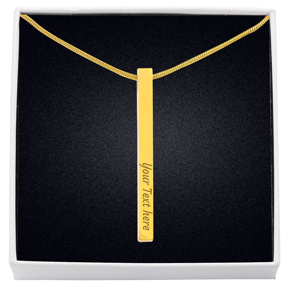Personalized Engraved 4 Sided Vertical Bar Necklace