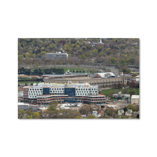 Canvas Wall Art - Aerial view of Boston, Massachusetts, with a focus on Boston University and its U-shaped football stadium