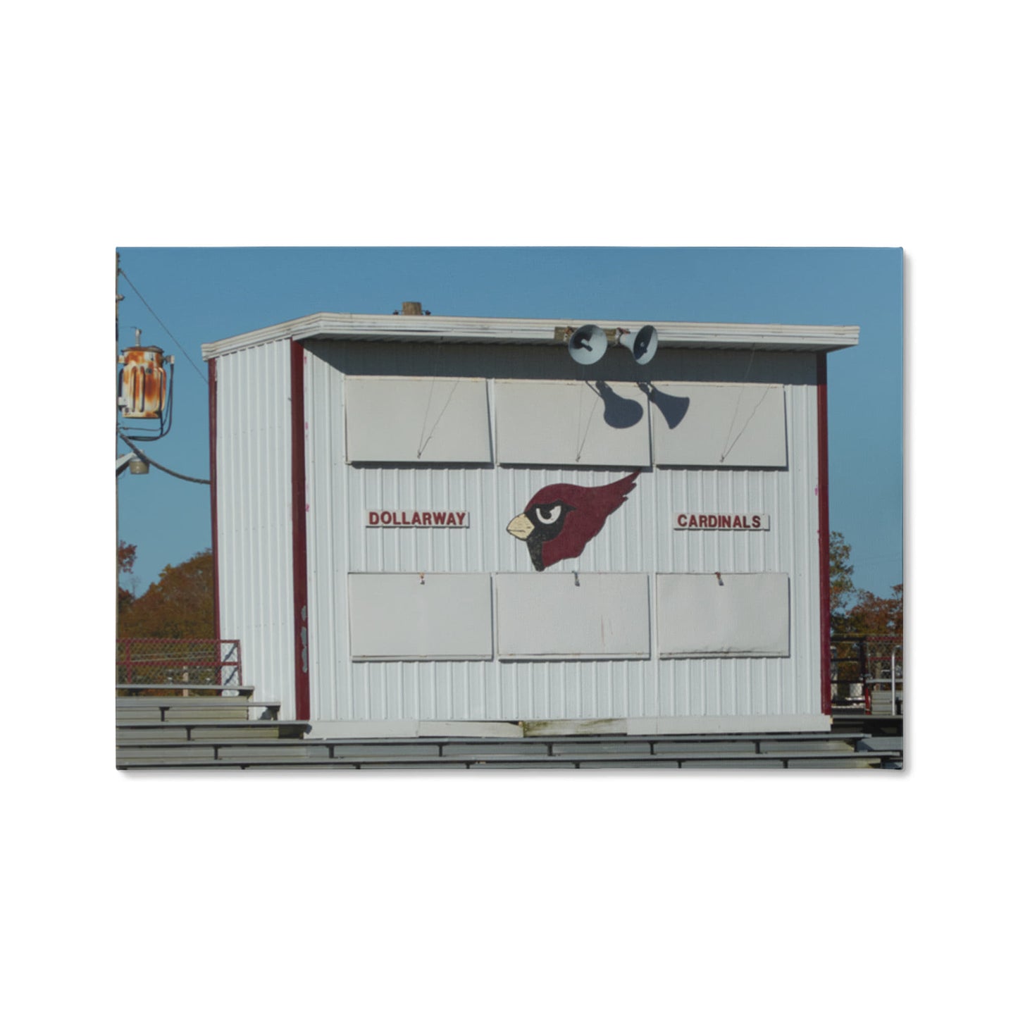 Canvas Wall Art - The stands and press box at the football stadium where the Dollarway High School Cardinals team plays in White Hall