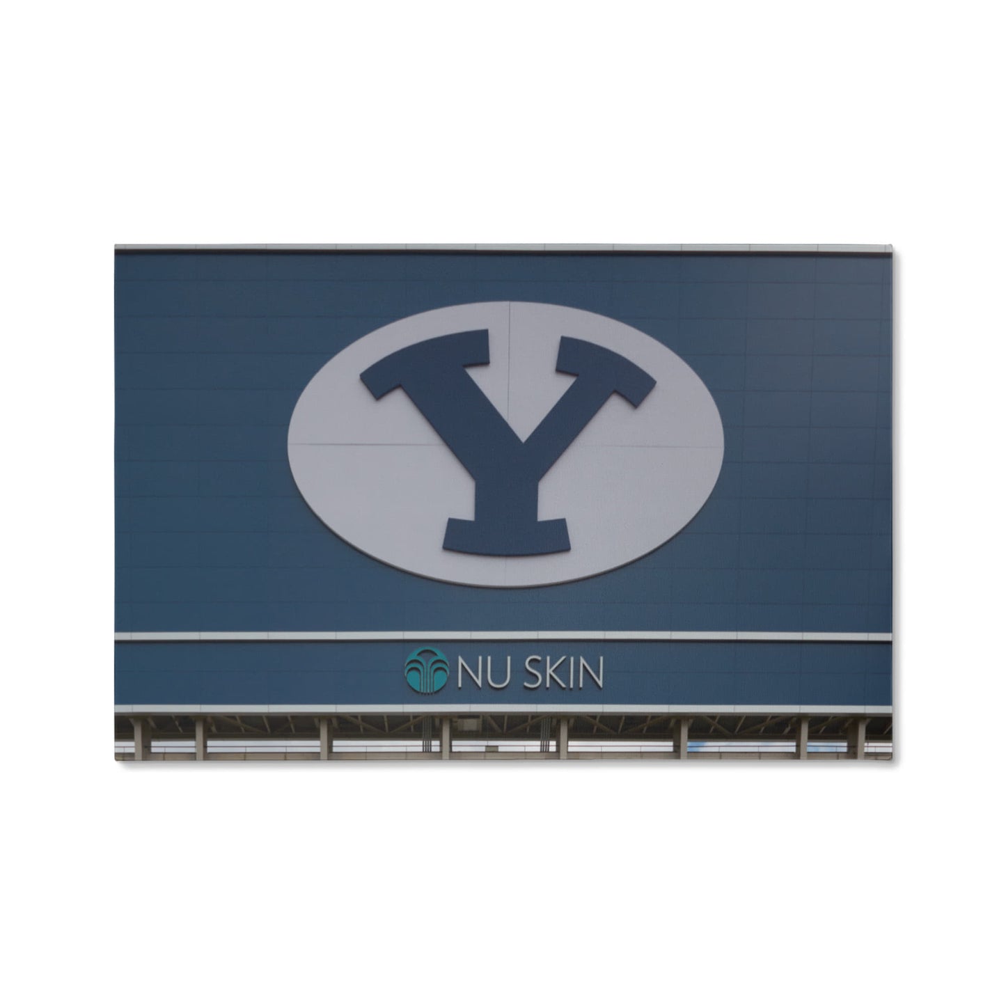 Canvas Wall Art - The simple Y, erected here on the back of the football stadium scoreboard, has become a symbol at Brigham Young University in Provo, Utah