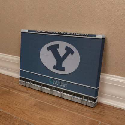 Canvas Wall Art - The simple Y, erected here on the back of the football stadium scoreboard, has become a symbol at Brigham Young University in Provo, Utah