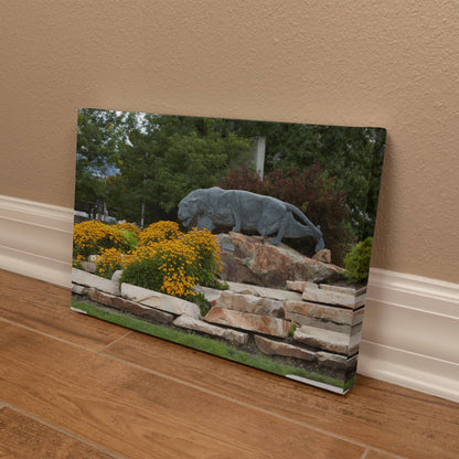 Canvas Wall Art - Statue of a stalking cougar outside the football stadium at Brigham Young University in Provo, city in the western state of Utah