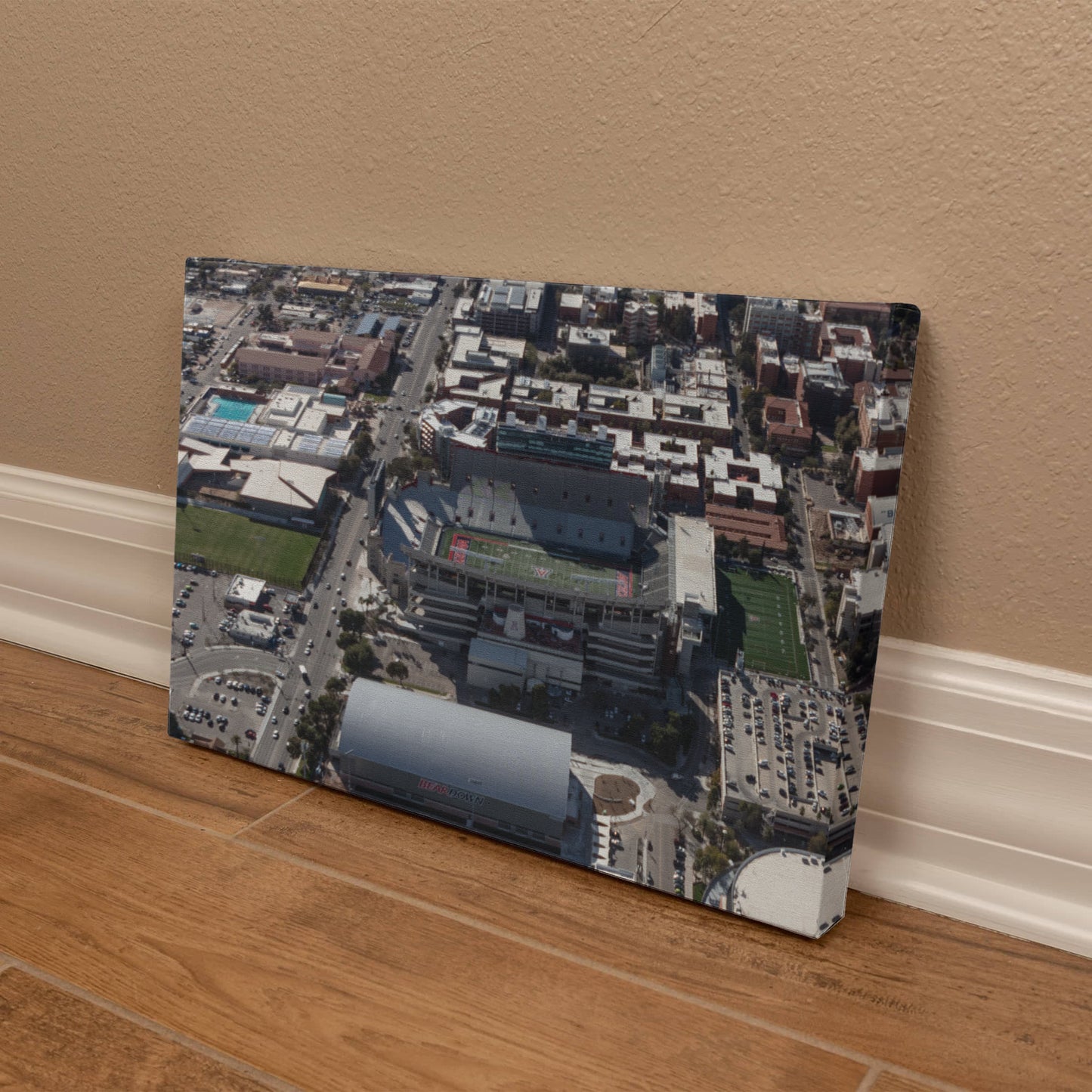 Canvas Wall Art - Aerial view of the Tucson, Arizona, area, with a focus on the University of Arizona campus, football stadium and arena