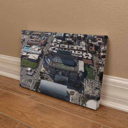 Canvas Wall Art - Aerial view of the Tucson, Arizona, area, with a focus on the University of Arizona campus, football stadium and arena