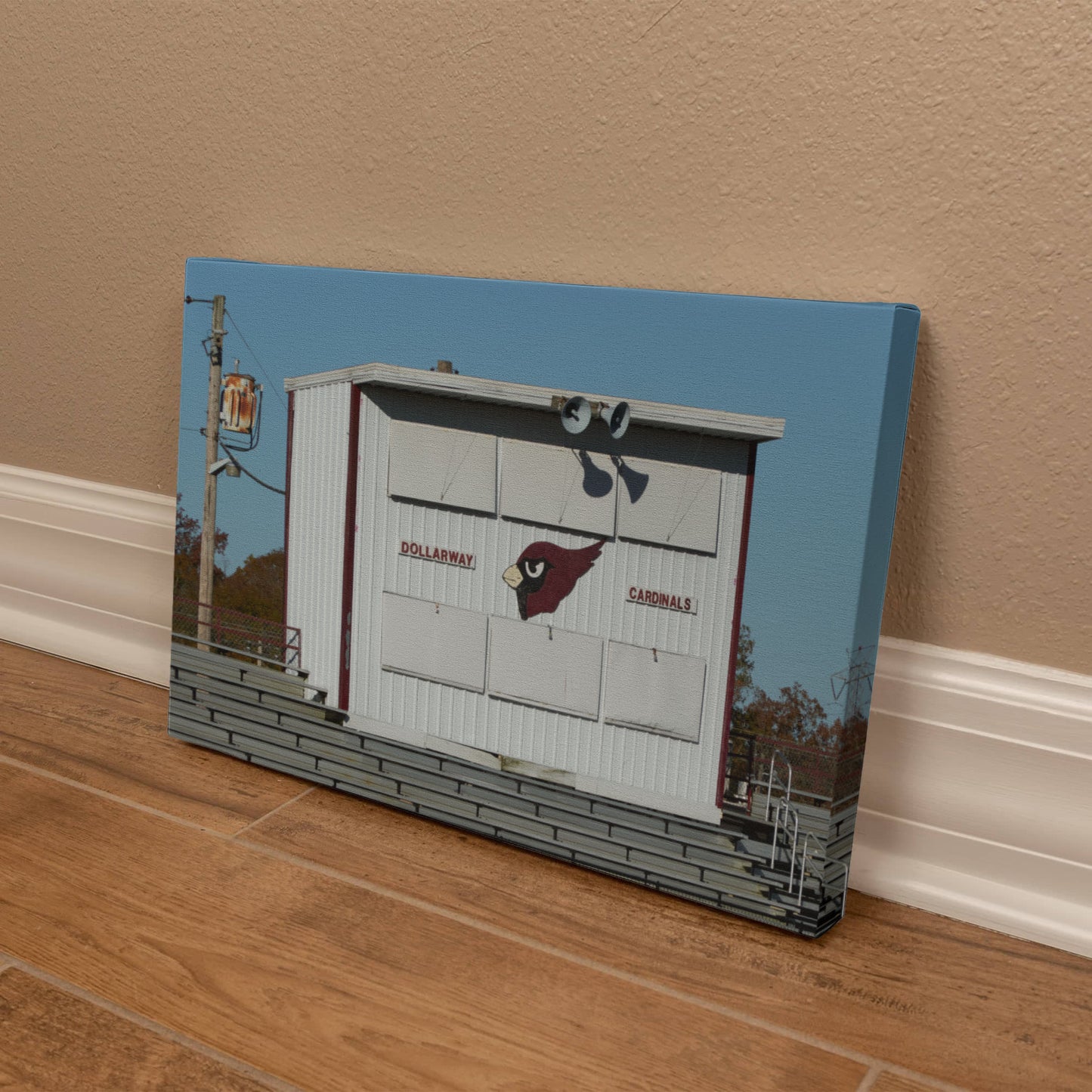 Canvas Wall Art - The stands and press box at the football stadium where the Dollarway High School Cardinals team plays in White Hall