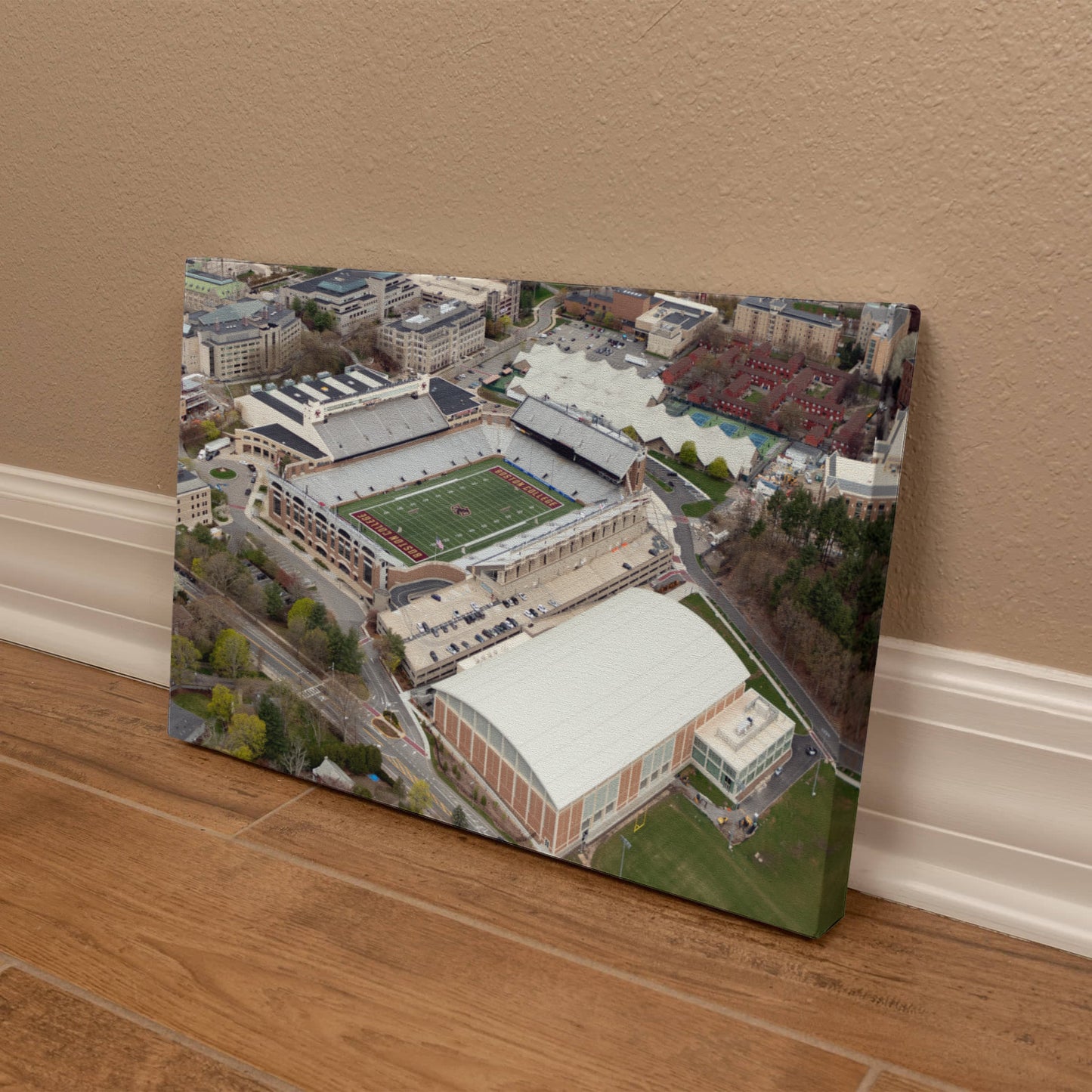 Canvas Wall Art - Boston College campus in the affluent village of Chestnut Hill, west of the city, with a focus on Alumni Stadium, the university's football field