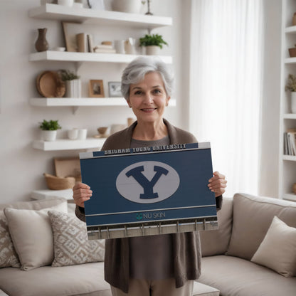 Canvas Wall Art - The simple Y, erected here on the back of the football stadium scoreboard, has become a symbol at Brigham Young University in Provo, Utah