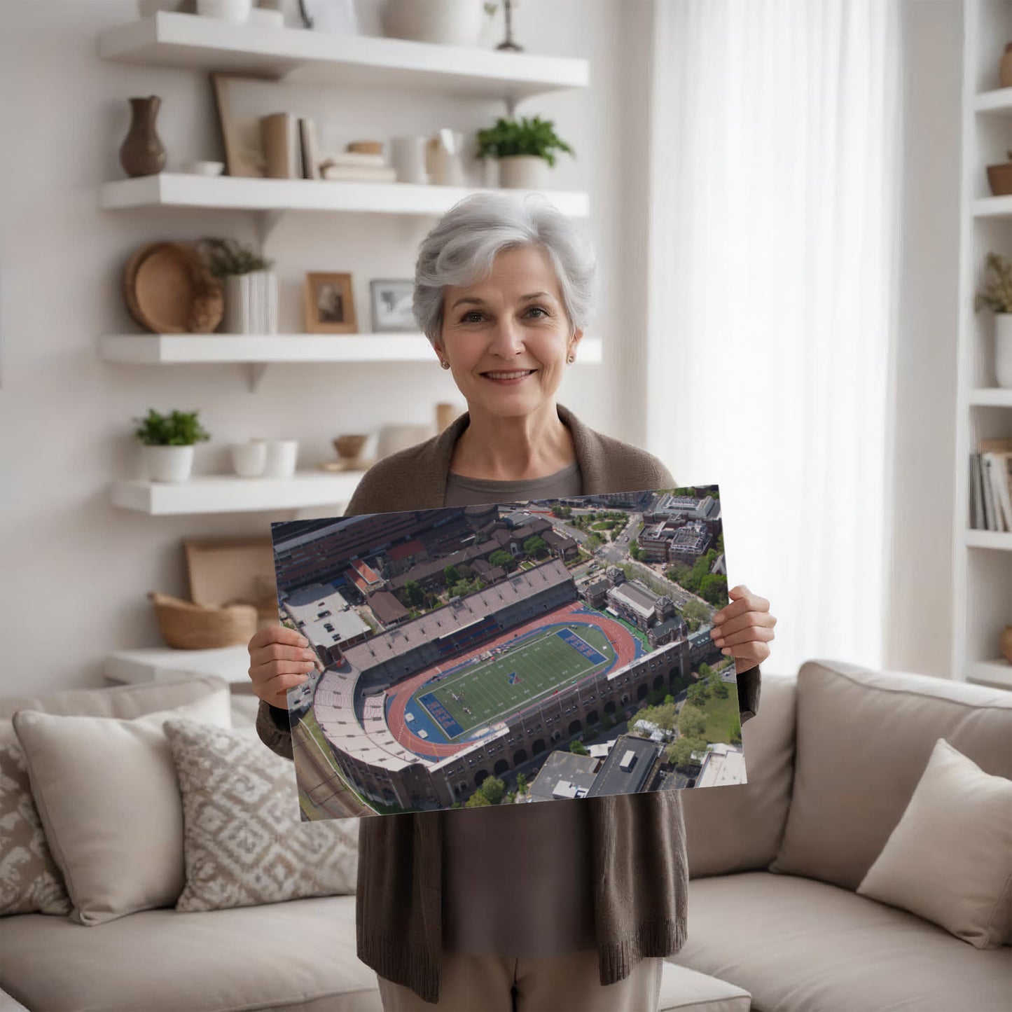 Canvas Wall Art - Aerial view of Philadelphia, Pennsylvania, with a focus on Franklin Field, home of the Penn Relays