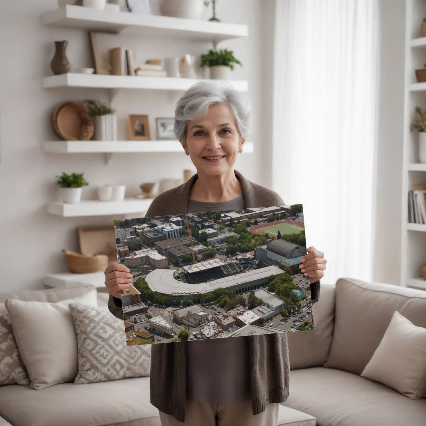 Canvas Wall Art - Portland, Oregon, Providence Park football stadium in the foreground, home of the Portland State University Vikings' team