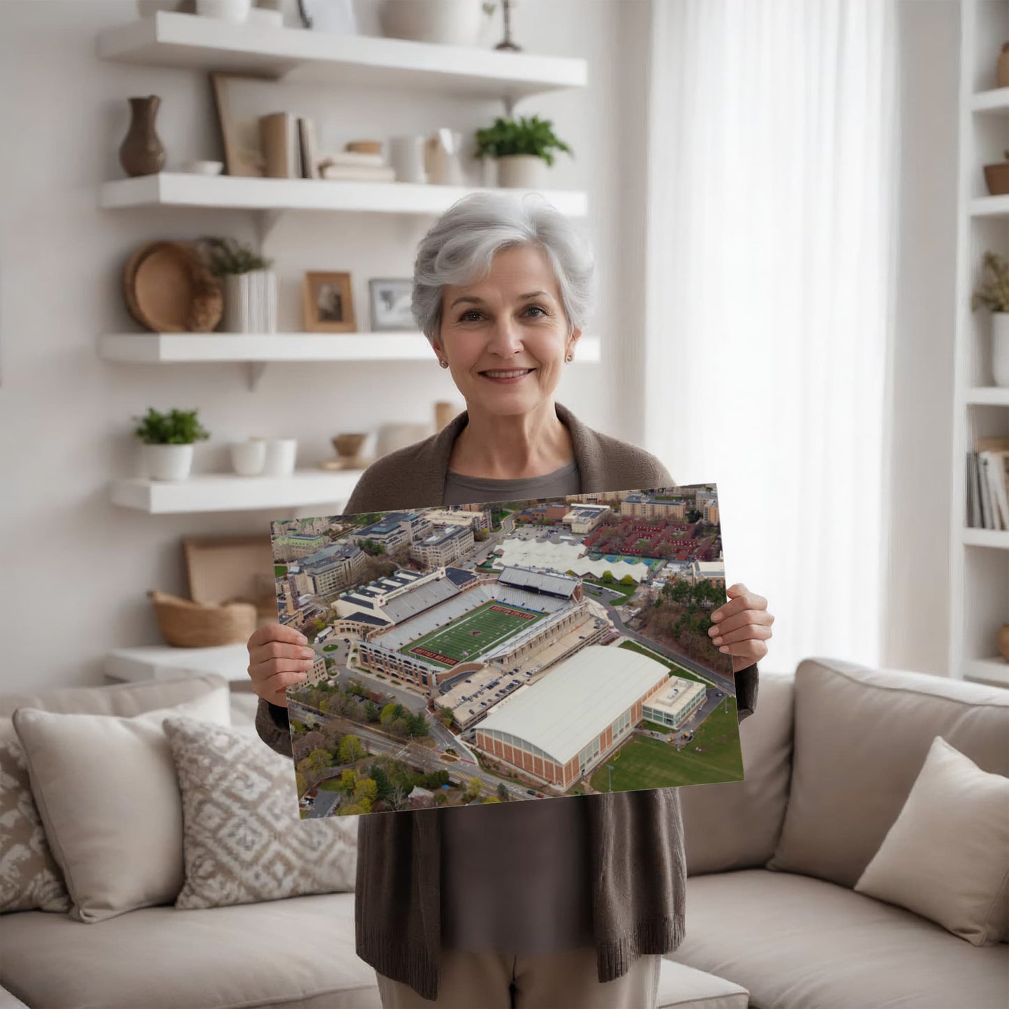 Canvas Wall Art - Boston College campus in the affluent village of Chestnut Hill, west of the city, with a focus on Alumni Stadium, the university's football field