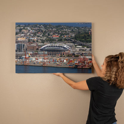 Canvas Wall Art - Aerial view of Seattle, Washington, CenturyLink Field home of the Seattle Seahawks NFL football team