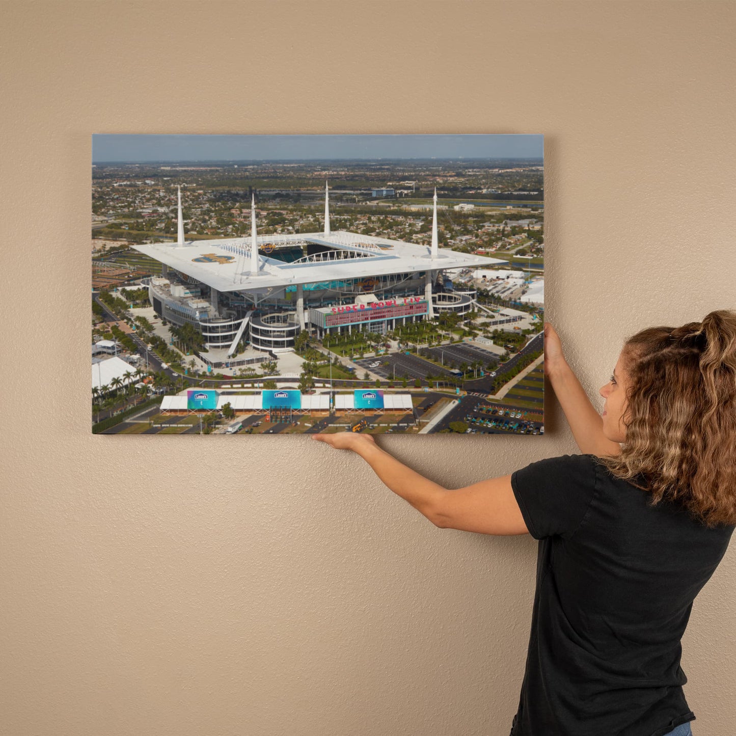 Canvas Wall Art - Aerial view of Hard Rock Stadium in Miami Gardens, a city just north of Miami, Florida