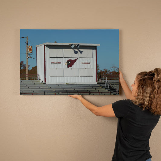 Canvas Wall Art - The stands and press box at the football stadium where the Dollarway High School Cardinals team plays in White Hall