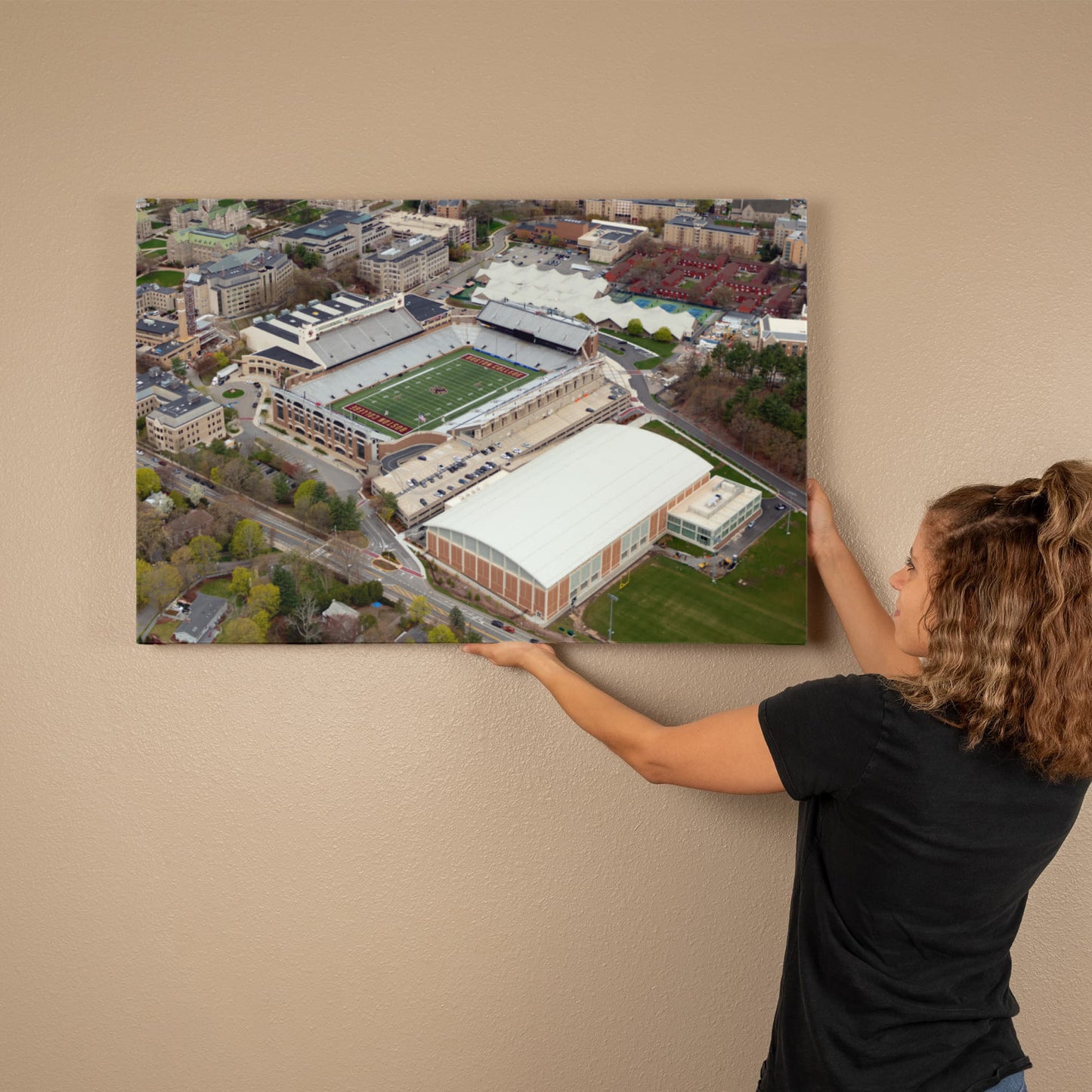 Canvas Wall Art - Boston College campus in the affluent village of Chestnut Hill, west of the city, with a focus on Alumni Stadium, the university's football field