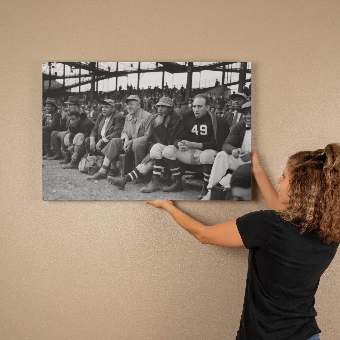Canvas Wall Art - U St. Lions vs. Baltimore Royales Football Bench and Stands, 1941