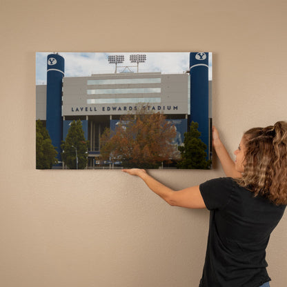 Canvas Wall Art - Lavell Edwards Stadium, named after the longtime football coach at Brigham Young University in Provo, in the western state of Uta