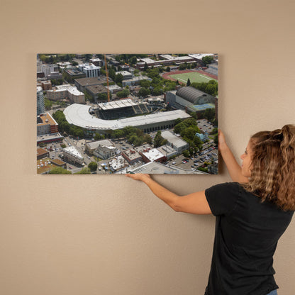 Canvas Wall Art - Portland, Oregon, Providence Park football stadium in the foreground, home of the Portland State University Vikings' team