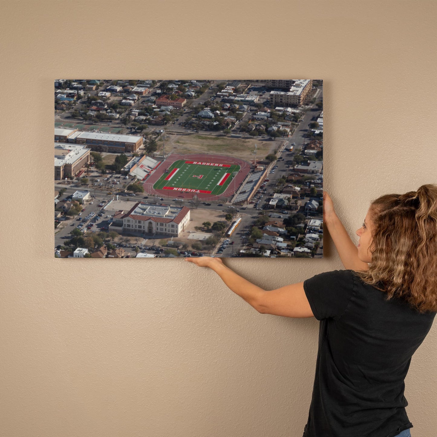 Canvas Wall Art - Tucson, Arizona, area, with a focus on the campus and football stadium of the Tucson High Magnet School