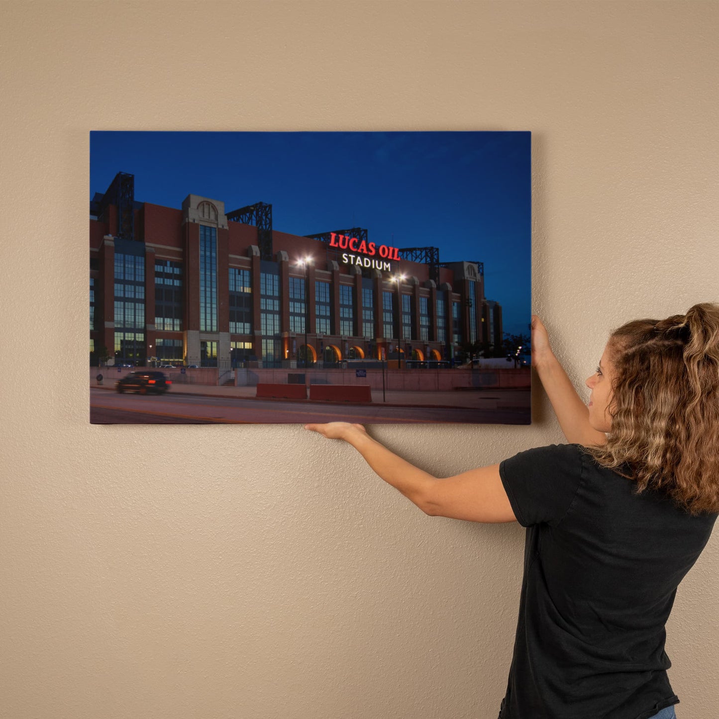 Canvas Wall Art - Dusk shot of Lucas Oil Stadium, home of the Indianapolis Colts NFL team, 2016