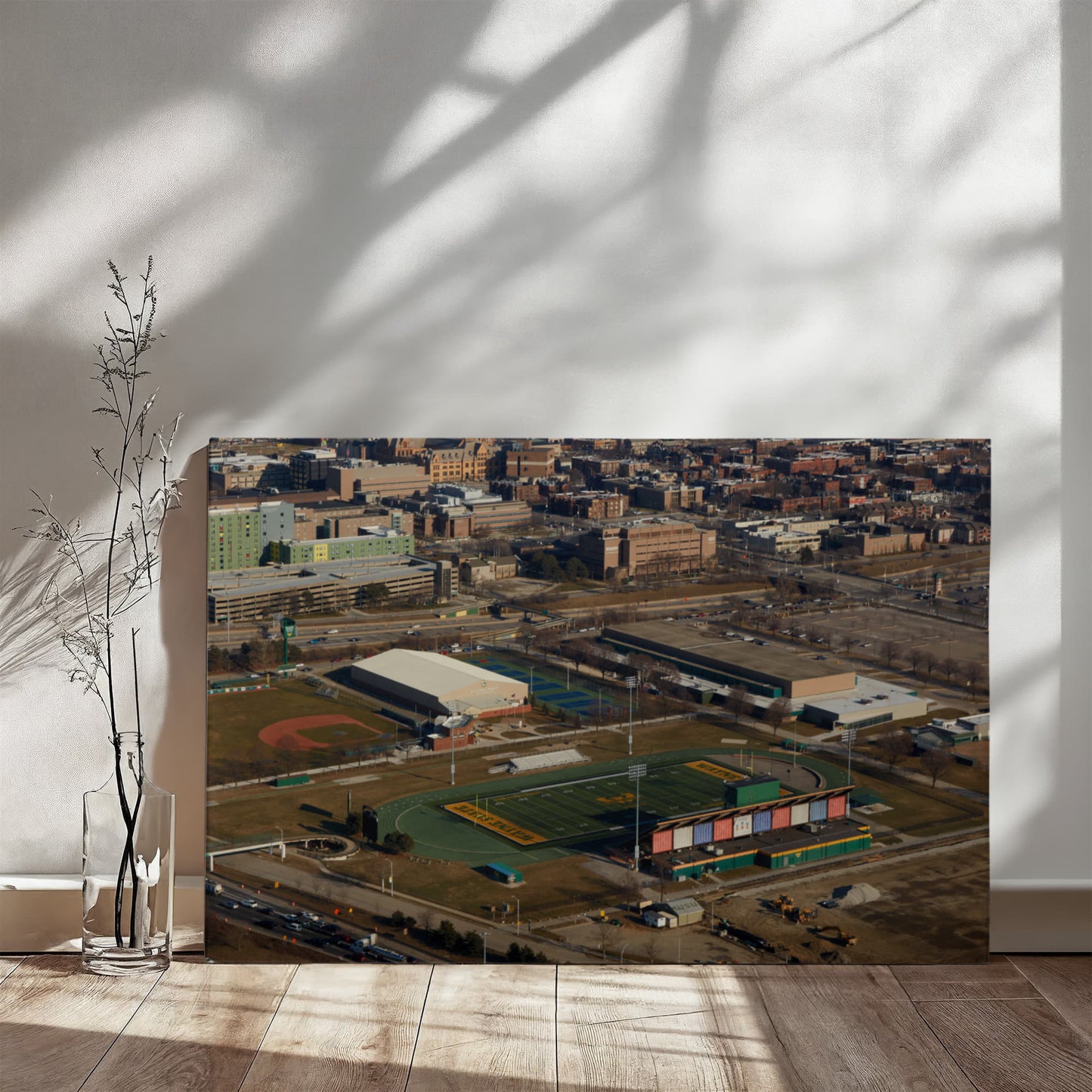 Canvas Wall Art - Detroit, Michigan, Wayne State University campus, including its football stadium