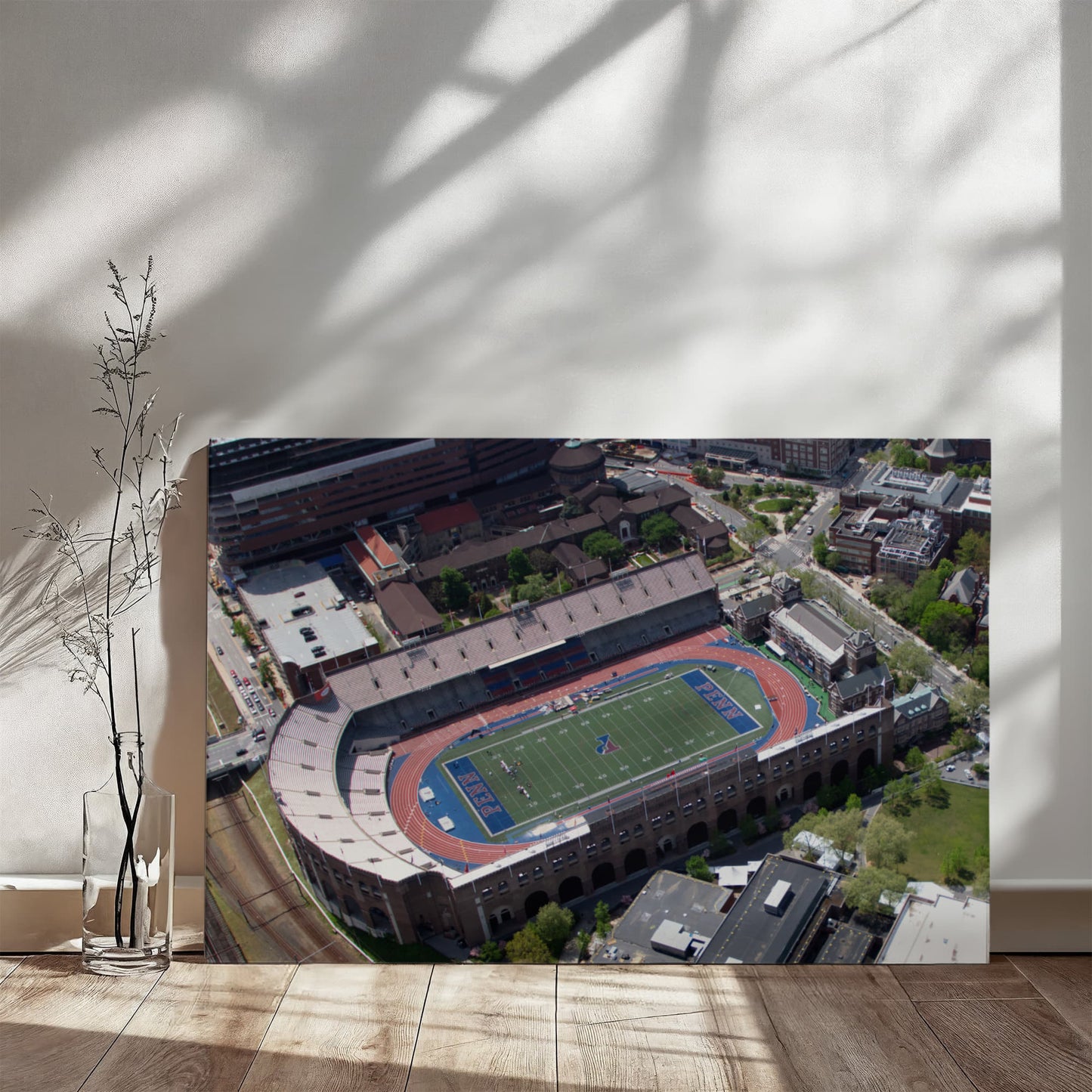 Canvas Wall Art - Aerial view of Philadelphia, Pennsylvania, with a focus on Franklin Field, home of the Penn Relays