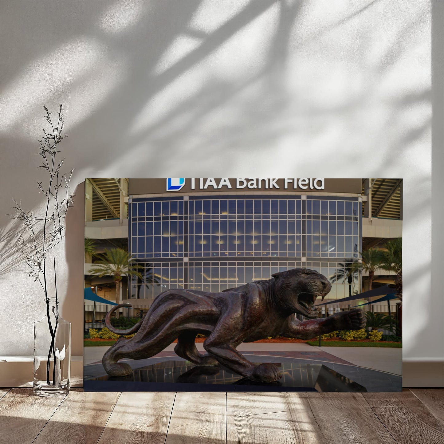 Canvas Wall Art - Bronze sculpture of the beast outside TIAA Bank Field, the home stadium of the Jacksonville Jaguars of the NFL, in Jacksonville, Florida