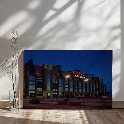 Canvas Wall Art - Dusk shot of Lucas Oil Stadium, home of the Indianapolis Colts NFL team, 2016