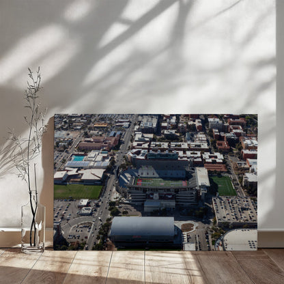 Canvas Wall Art - Aerial view of the Tucson, Arizona, area, with a focus on the University of Arizona campus, football stadium and arena