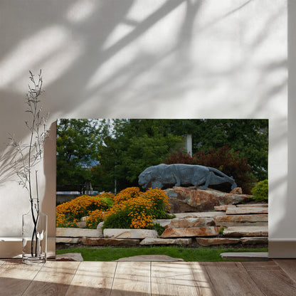 Canvas Wall Art - Statue of a stalking cougar outside the football stadium at Brigham Young University in Provo, city in the western state of Utah