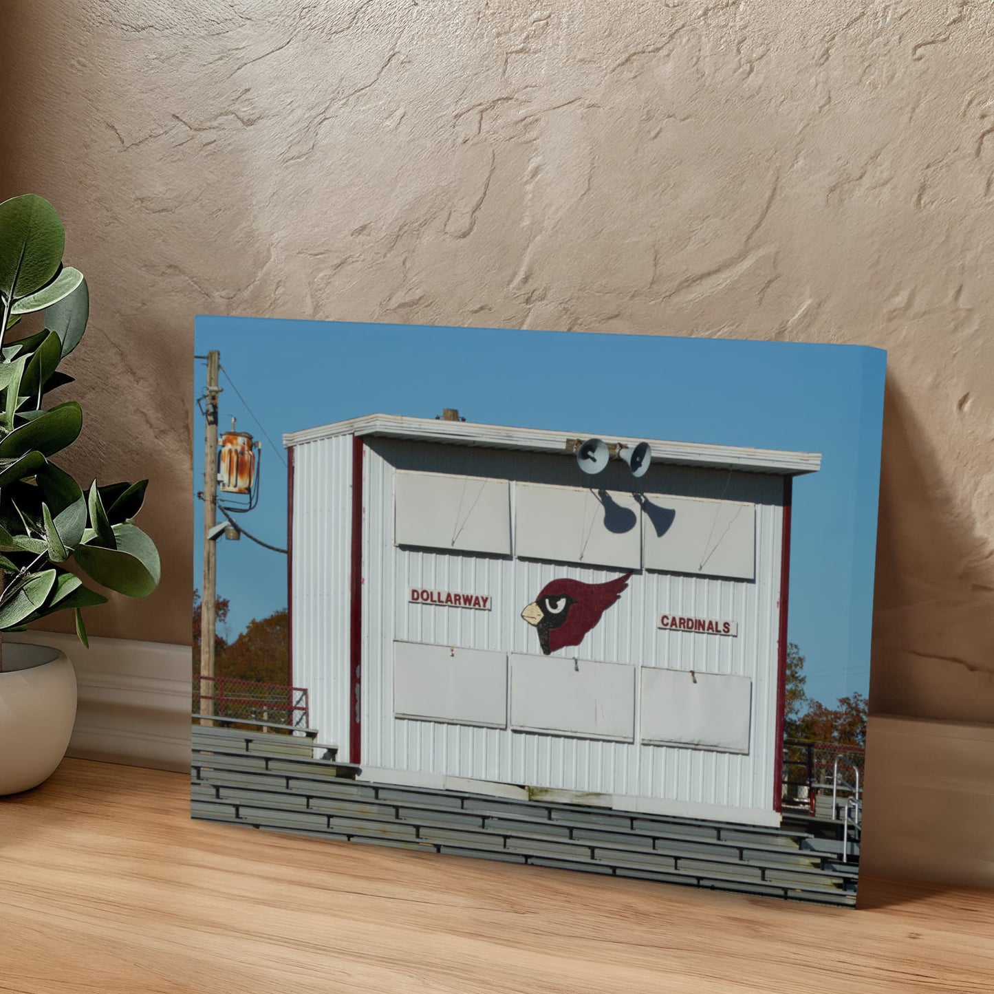 Canvas Wall Art - The stands and press box at the football stadium where the Dollarway High School Cardinals team plays in White Hall