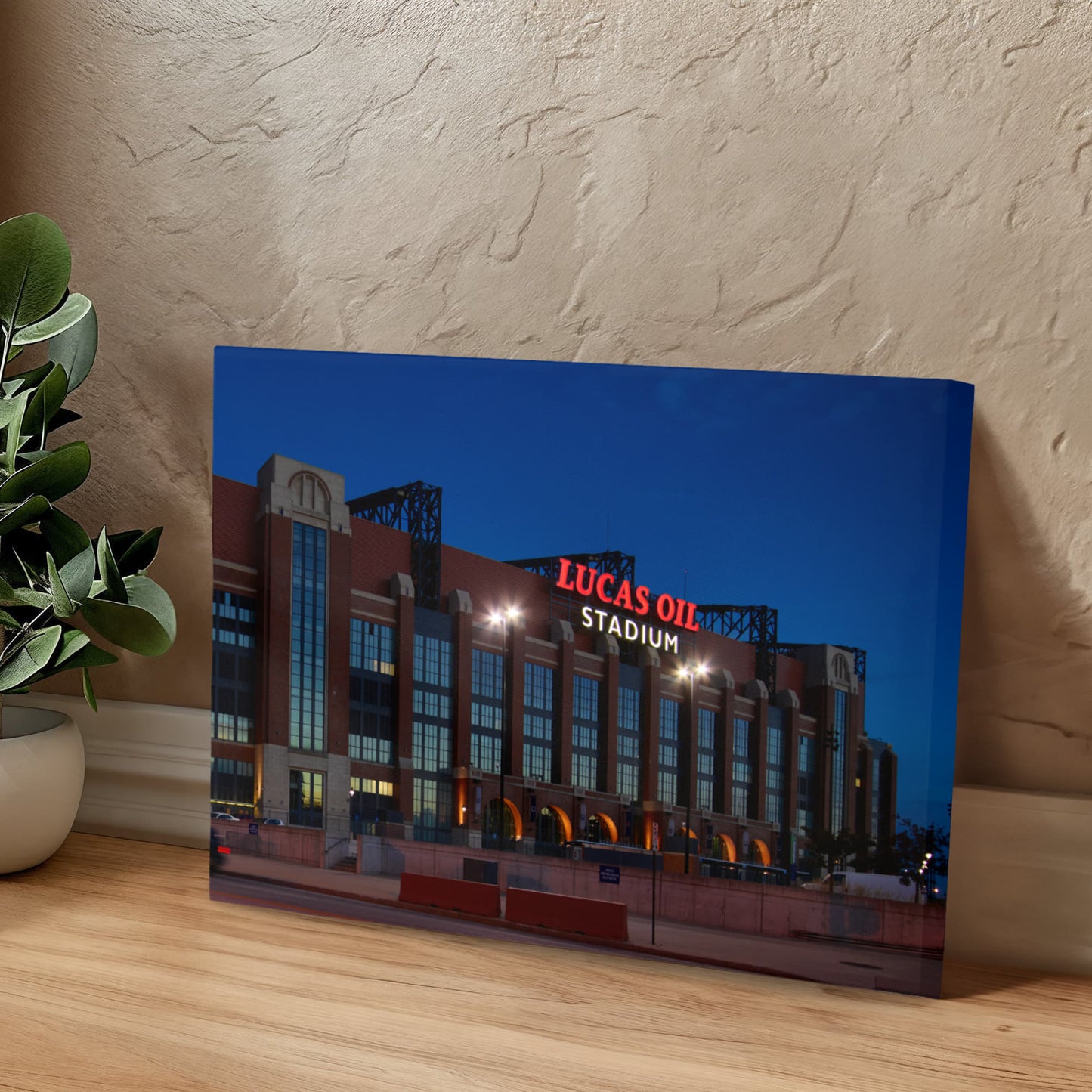Canvas Wall Art - Dusk shot of Lucas Oil Stadium, home of the Indianapolis Colts NFL team, 2016