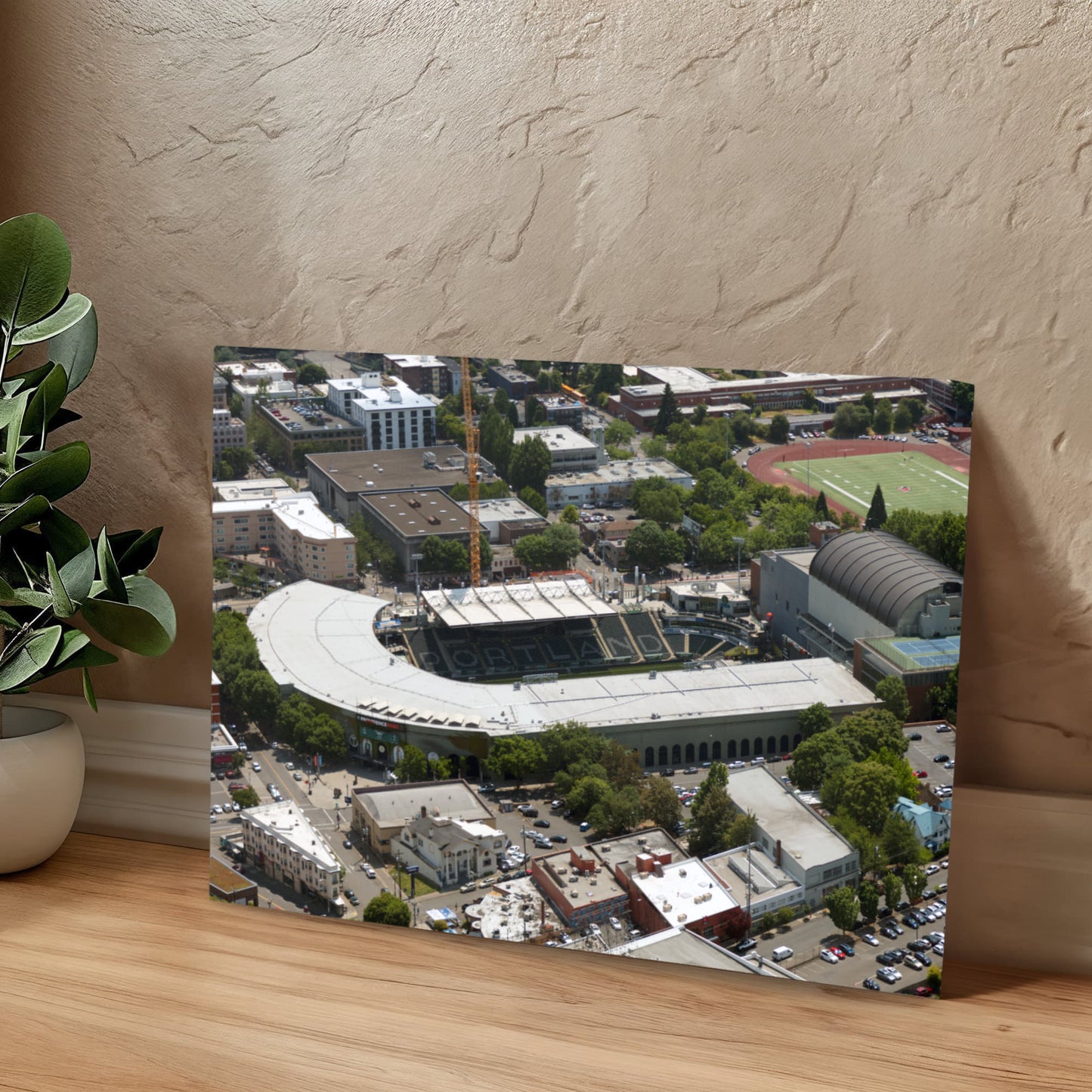Canvas Wall Art - Portland, Oregon, Providence Park football stadium in the foreground, home of the Portland State University Vikings' team