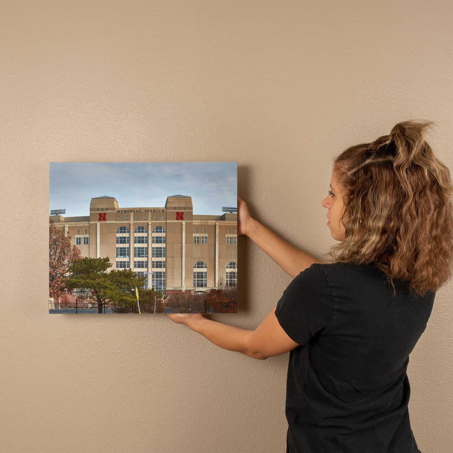 Canvas Wall Art - Memorial Stadium, home to the University of Nebraska Cornhusker football team in Lincoln, the capital city of the midwest-U.S. state of Nebraska