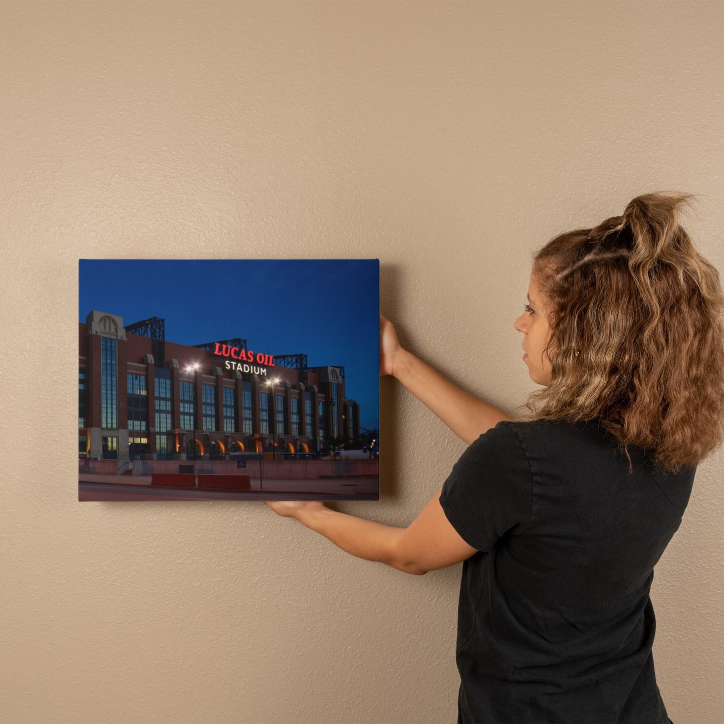 Canvas Wall Art - Dusk shot of Lucas Oil Stadium, home of the Indianapolis Colts NFL team, 2016
