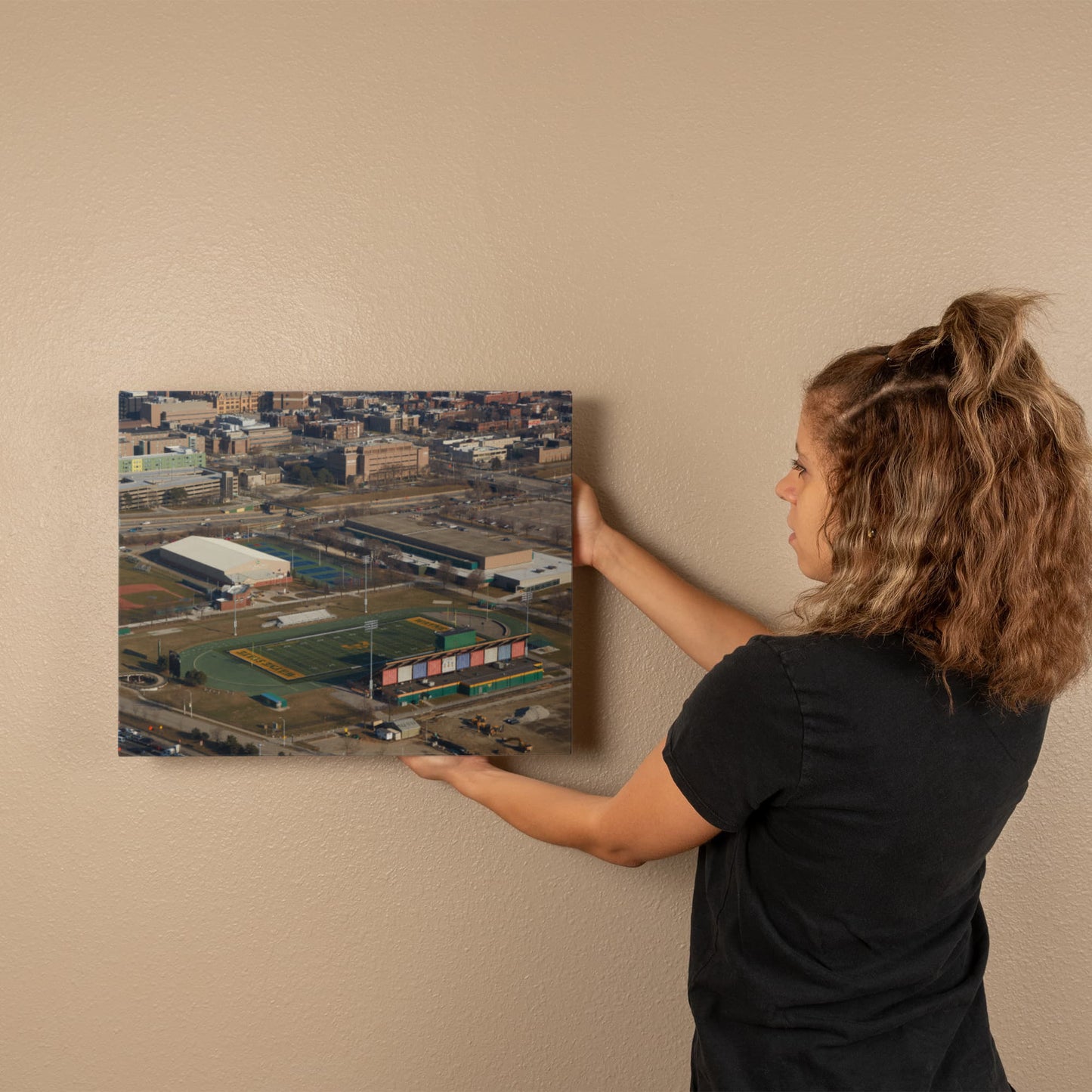Canvas Wall Art - Detroit, Michigan, Wayne State University campus, including its football stadium