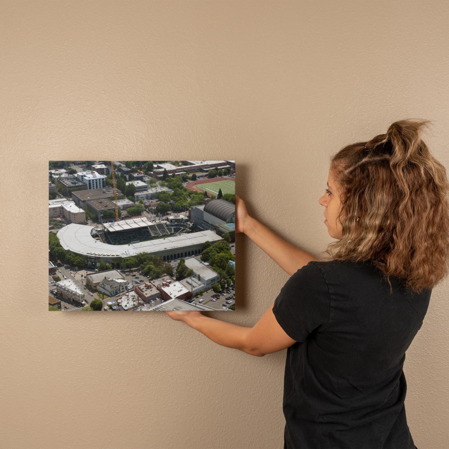 Canvas Wall Art - Portland, Oregon, Providence Park football stadium in the foreground, home of the Portland State University Vikings' team