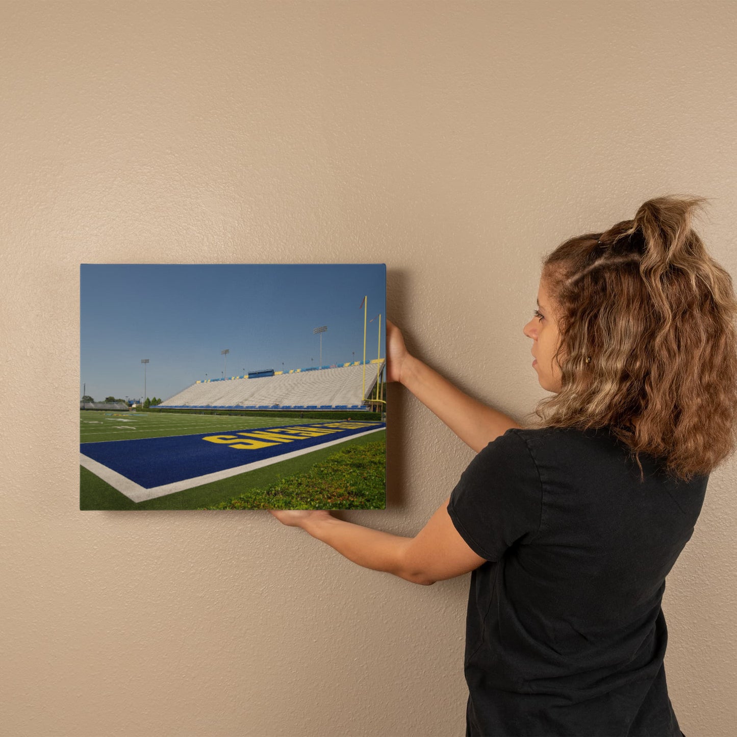 Canvas Wall Art - Field-level view of Tubby Raymond Field, the football stadium at the University of Delaware in Newark