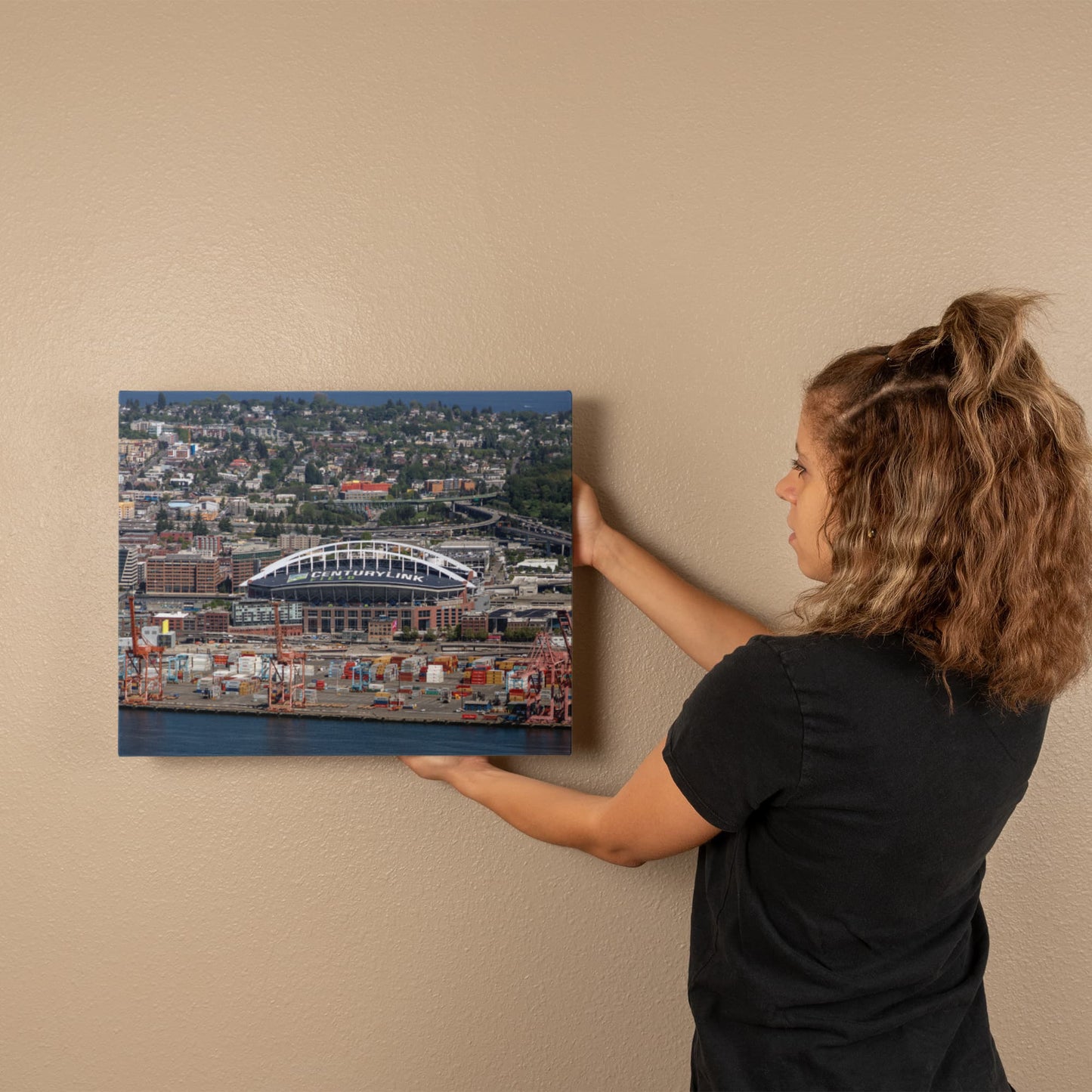 Canvas Wall Art - Aerial view of Seattle, Washington, CenturyLink Field home of the Seattle Seahawks NFL football team
