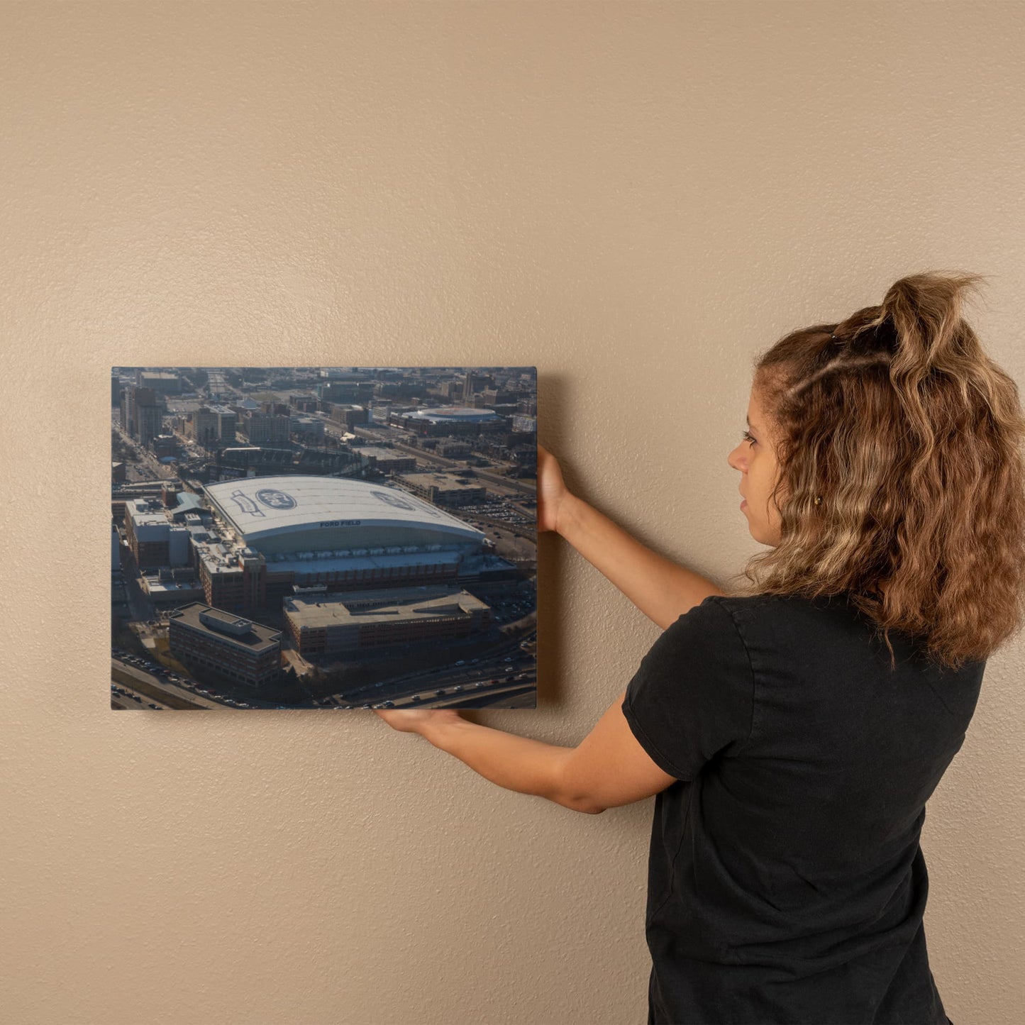 Canvas Wall Art - Ford Field, the domed multipurpose stadium that is home to the Detroit Lions of the NFL