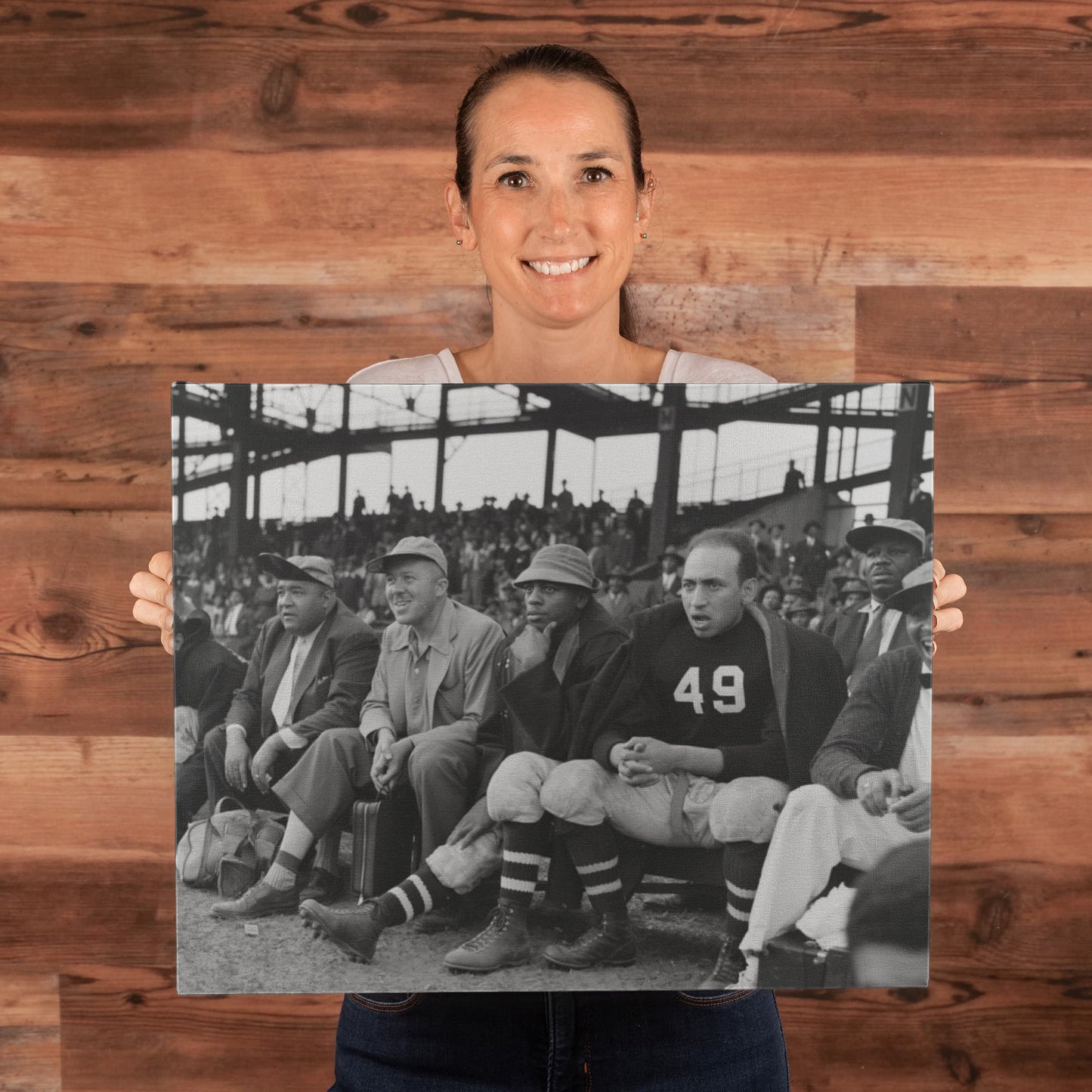 Canvas Wall Art - U St. Lions vs. Baltimore Royales Football Bench and Stands, 1941