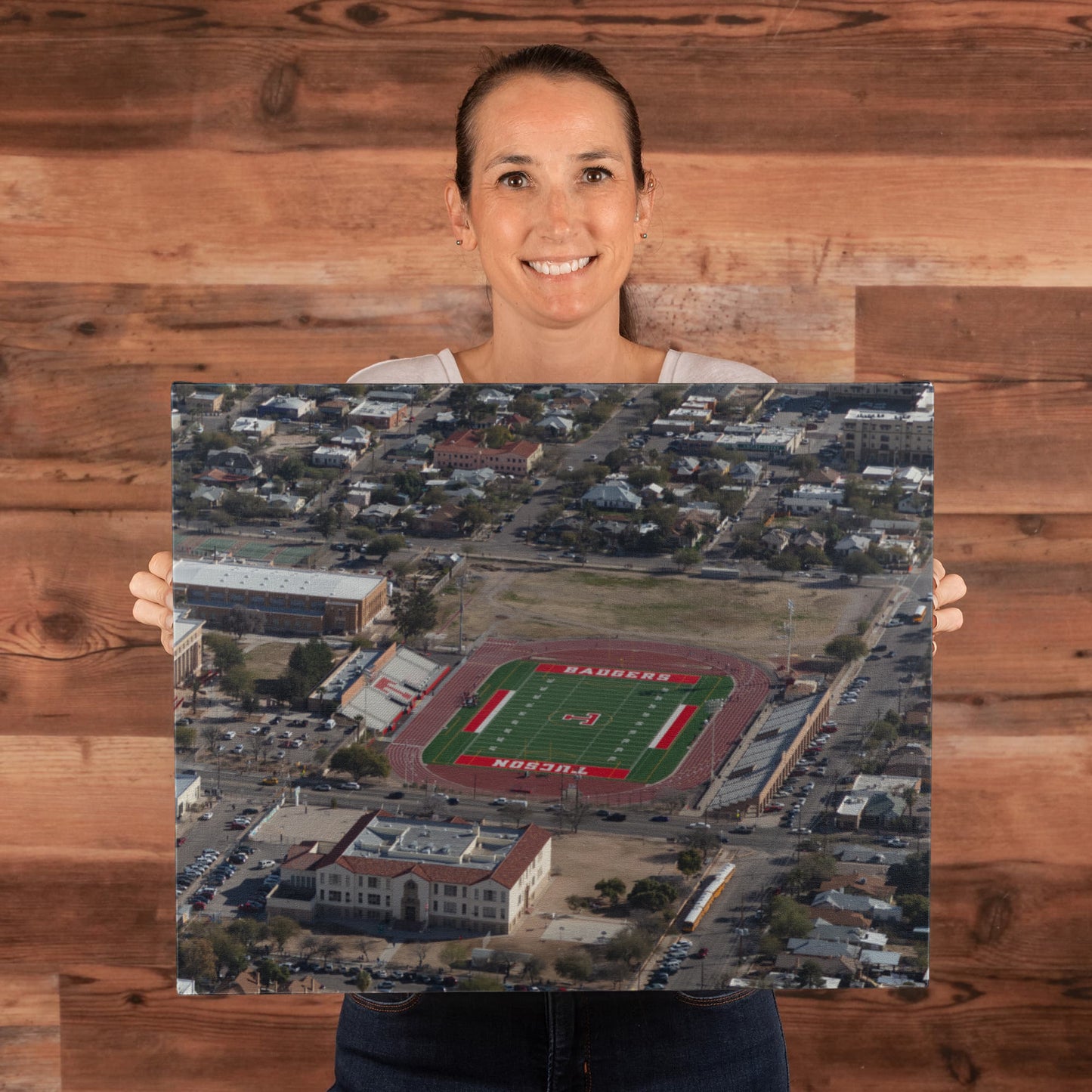 Canvas Wall Art - Tucson, Arizona, area, with a focus on the campus and football stadium of the Tucson High Magnet School