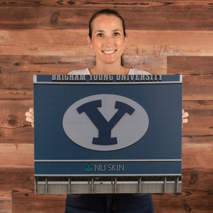 Canvas Wall Art - The simple Y, erected here on the back of the football stadium scoreboard, has become a symbol at Brigham Young University in Provo, Utah