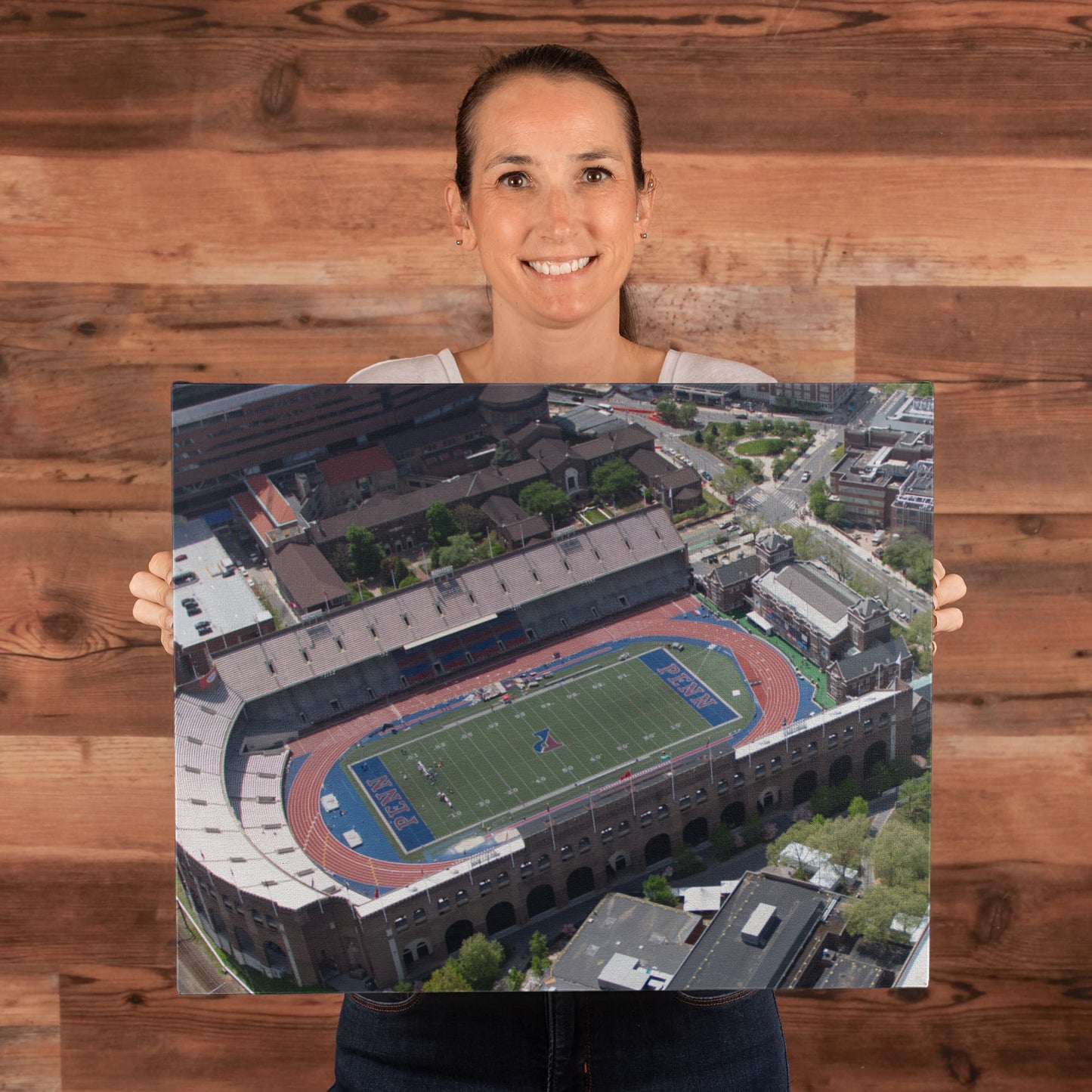 Canvas Wall Art - Aerial view of Philadelphia, Pennsylvania, with a focus on Franklin Field, home of the Penn Relays